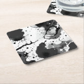 Schwarz-Weiß-Flüssigkeits-Farbmuster mit Spritzern Rechteckiger Pappuntersetzer (angewinkelt)