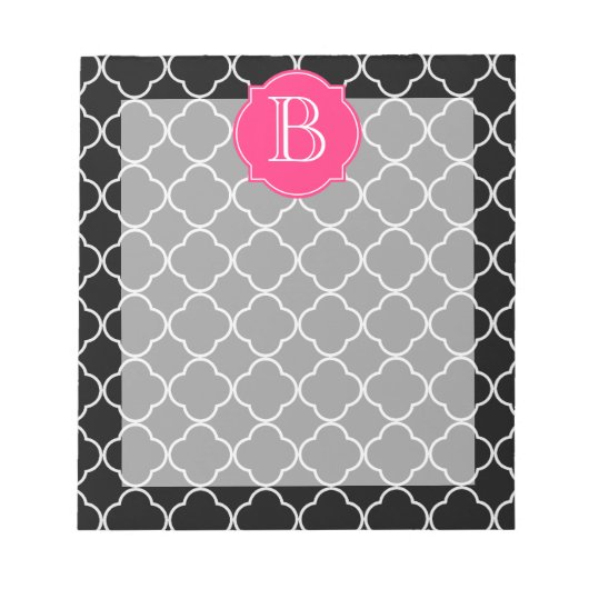 Schwarz-Weiß-Folie mit Monogramm Notizblock (Vorderseite)