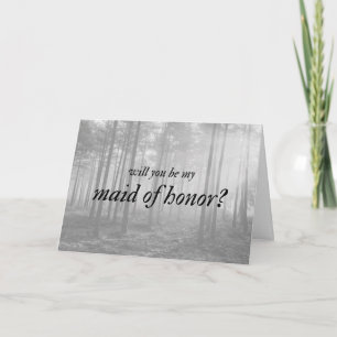 Schwarz-Weiß-Folk-Bäume Kerne-Trauzeugin Karte