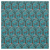 Schwarz/Weiß Folk Dala Pferd/Folkvögel/Blume Stoff (Muster)