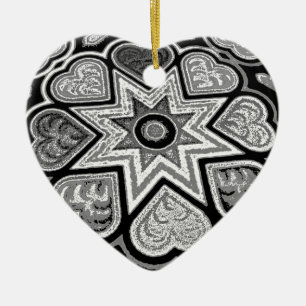 Schwarz & Weiß Folk Kunst, Dichtung und Musik Keramikornament