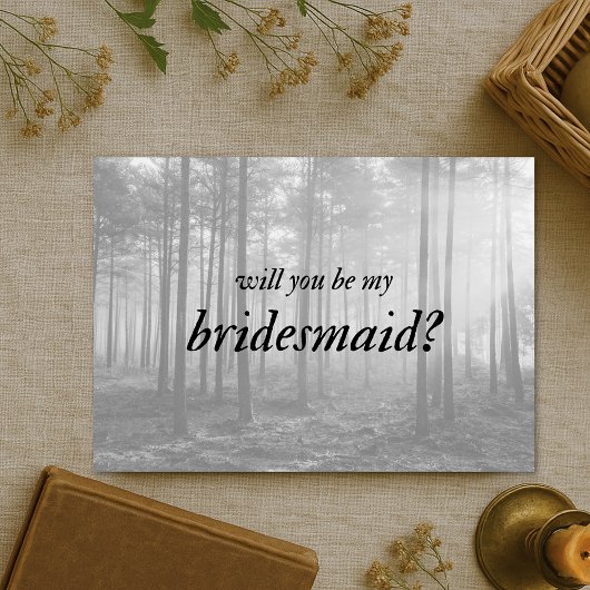 Schwarz-Weiß-Folklorewald Cottattcore Bridesmaid Karte
