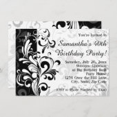 Schwarz/Weiß-Fontäne Swirt Geburtstagsparty Einladung (Vorne/Hinten)