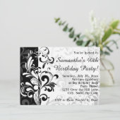 Schwarz/Weiß-Fontäne Swirt Geburtstagsparty Einladung (Stehend Vorderseite)