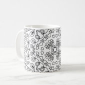 Schwarz-Weiß-Form-Herz-Muster Kaffeetasse (Vorderseite Links)