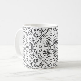 Schwarz-Weiß-Form-Herz-Muster Kaffeetasse
