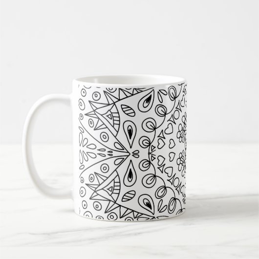 Schwarz-Weiß-Form-Herz-Muster Kaffeetasse (Links)