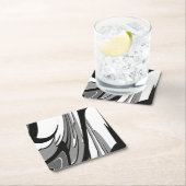 Schwarz-Weiß-Form Rechteckiger Pappuntersetzer (Vor Ort)