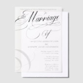 Schwarz-Weiß-Formelle, elegante Script-Typografie Pergament Einladungen (Versetzt)