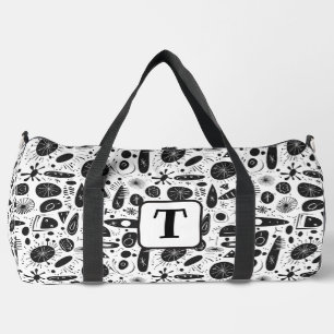 Schwarz-Weiß-Formen der 1950er Jahre Muster 4 Duffle Bag
