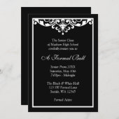 Schwarz-Weiß--Formfaktor Prom-Tanzball Einladung (Vorne/Hinten)
