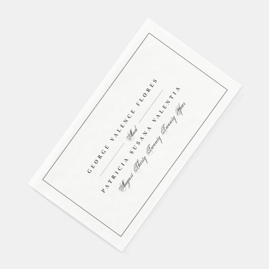 Schwarz-Weiß-Formkalligraphie Elegant Gerahmt Serviette (Ecke)