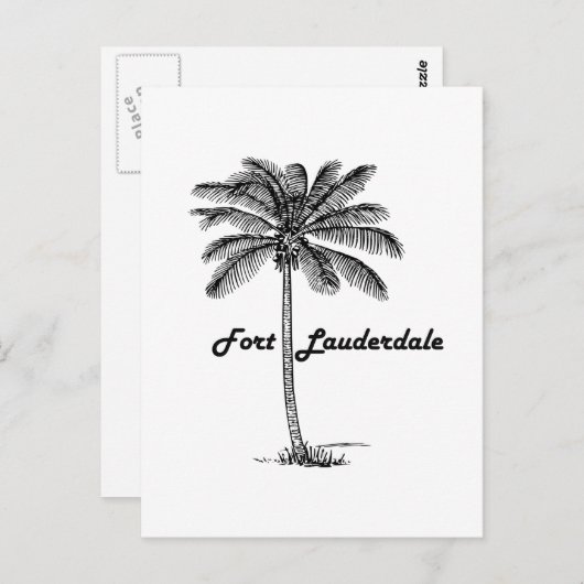Schwarz-Weiß-Fort Lauderdale & Palm-Design Postkarte (Vorne/Hinten)