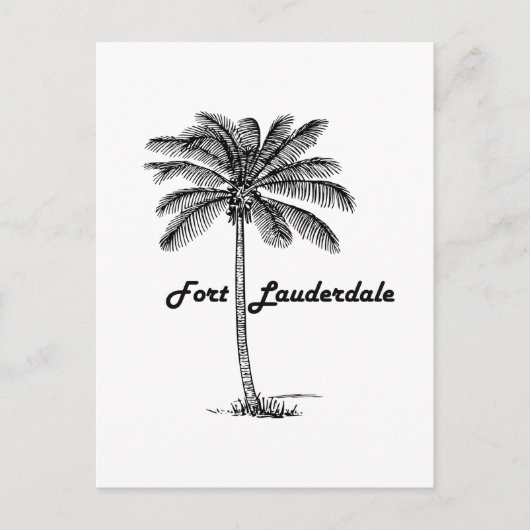 Schwarz-Weiß-Fort Lauderdale & Palm-Design Postkarte (Vorderseite)