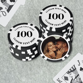 Schwarz-Weiß-Foto 100 nummeriert Pokerchips