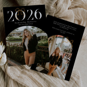 Schwarz-Weiß-Foto 2026 Coquette-Schleife Abschluss Ankündigung