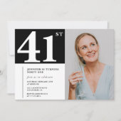 Schwarz-Weiß-Foto 41. Geburtstagseinladungen Einladung (Vorderseite)