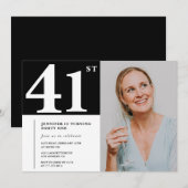 Schwarz-Weiß-Foto 41. Geburtstagseinladungen Einladung (Vorne/Hinten)