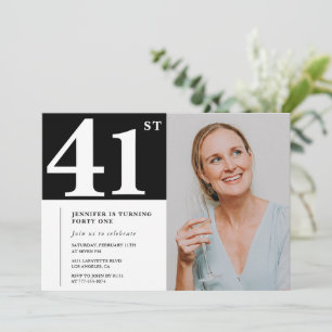 Schwarz-Weiß-Foto 41. Geburtstagseinladungen Einladung