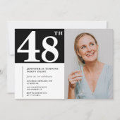 Schwarz-Weiß-Foto 48. Geburtstagseinladungen Einladung (Vorderseite)