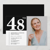 Schwarz-Weiß-Foto 48. Geburtstagseinladungen Einladung (Vorne/Hinten)