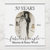 Schwarz-Weiß-Foto 50. Jubiläum Hochzeit Weinetikett (Einzelnes Label)