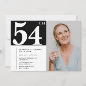 Schwarz-Weiß-Foto 54. Geburtstag Einladungen (Vorderseite)