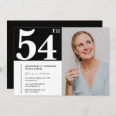 Schwarz-Weiß-Foto 54. Geburtstag Einladungen (Vorne/Hinten)