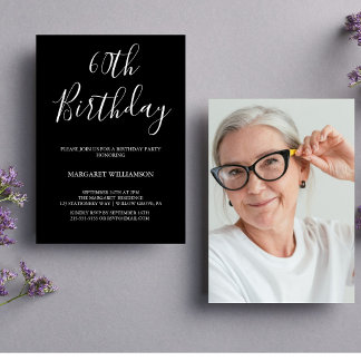 Schwarz-Weiß-Foto 60. Geburtstag Einladung