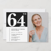 Schwarz-Weiß-Foto 64. Geburtstagseinladungen Einladung (Vorderseite)