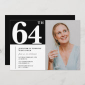 Schwarz-Weiß-Foto 64. Geburtstagseinladungen Einladung (Vorne/Hinten)