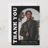 Schwarz-Weiß-Foto-Abschluss mit Offset-Arch Dankeskarte (Vorderseite)