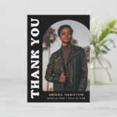 Schwarz-Weiß-Foto-Abschluss mit Offset-Arch Dankeskarte (Stehend Vorderseite)