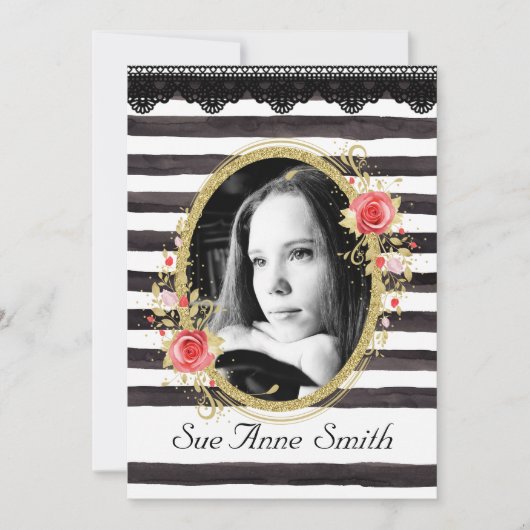 Schwarz-Weiß-Foto Abschluss Open House Einladung (Vorderseite)