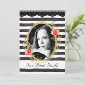 Schwarz-Weiß-Foto Abschluss Open House Einladung (Stehend Vorderseite)