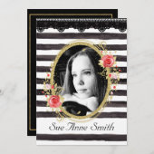 Schwarz-Weiß-Foto Abschluss Open House Einladung (Vorne/Hinten)