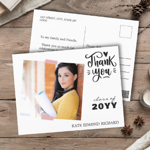 Schwarz-Weiß-Foto-Abschluss Vielen Dank Postkarte