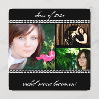 Schwarz-Weiß-Foto an der Blumengrenze Abschluss Einladung