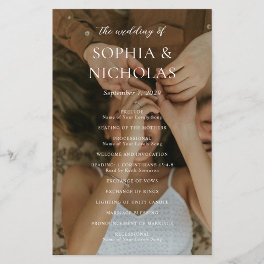 Schwarz-Weiß-Foto Budget-Hochzeitsprogramm Flyer (Vorne)