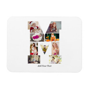 Schwarz-weiß-Foto-Collage mit Buchstabe M Magnet