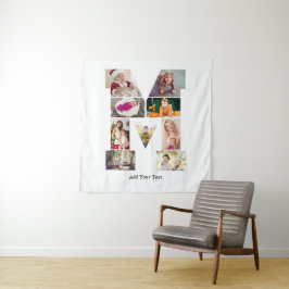 Schwarz-weiß-Foto-Collage mit Buchstabe M Wandteppich