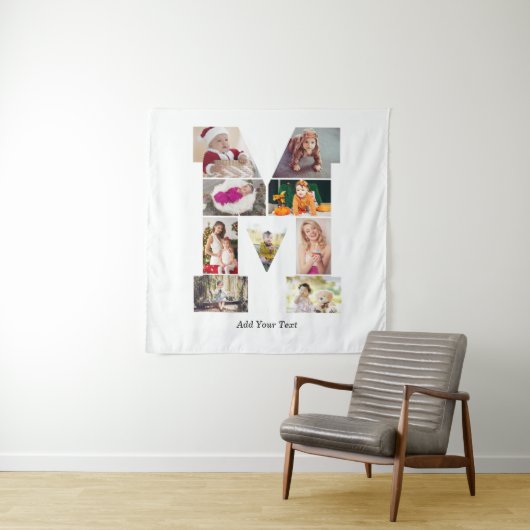 Schwarz-weiß-Foto-Collage mit Buchstabe M Wandteppich (Beispiel)