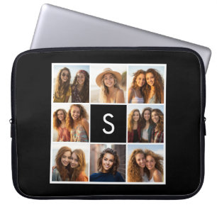 Schwarz-Weiß-Foto-Collage mit individuellem Monogr Laptopschutzhülle