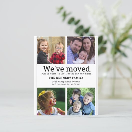 Schwarz-Weiß-Foto Collage Moving Card (Stehend Vorderseite)