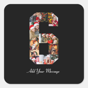 Schwarz-weiß-Foto-Collage Nummer 6 Quadratischer Aufkleber