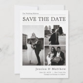Schwarz-Weiß-Foto-Collage Zeitungs-Hochzeit Save The Date (Vorderseite)