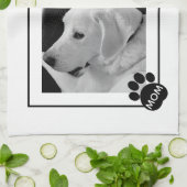 Schwarz-Weiß-Foto der Mama Niedlicher Hunde Geschirrtuch (Gefaltet)