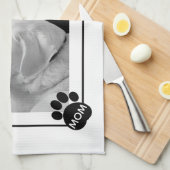 Schwarz-Weiß-Foto der Mama Niedlicher Hunde Geschirrtuch (Viertel Falte)