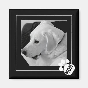 Schwarz-Weiß-Foto der Mama Niedlicher Hunde Magnet