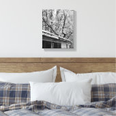 Schwarz-Weiß-Foto der rustikalen Winterlandschaft Leinwanddruck (Insitu (Schlafzimmer))